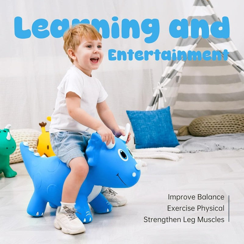 Kids Dinosaur Bouncy Animal Toys, Inflatable Triceratops Bouncer, Ride on Bounce2