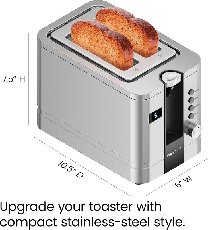 2-Slice Digital Stainless Steel Toaster - Wide Slots, Bagel, Defrost, Reheat8