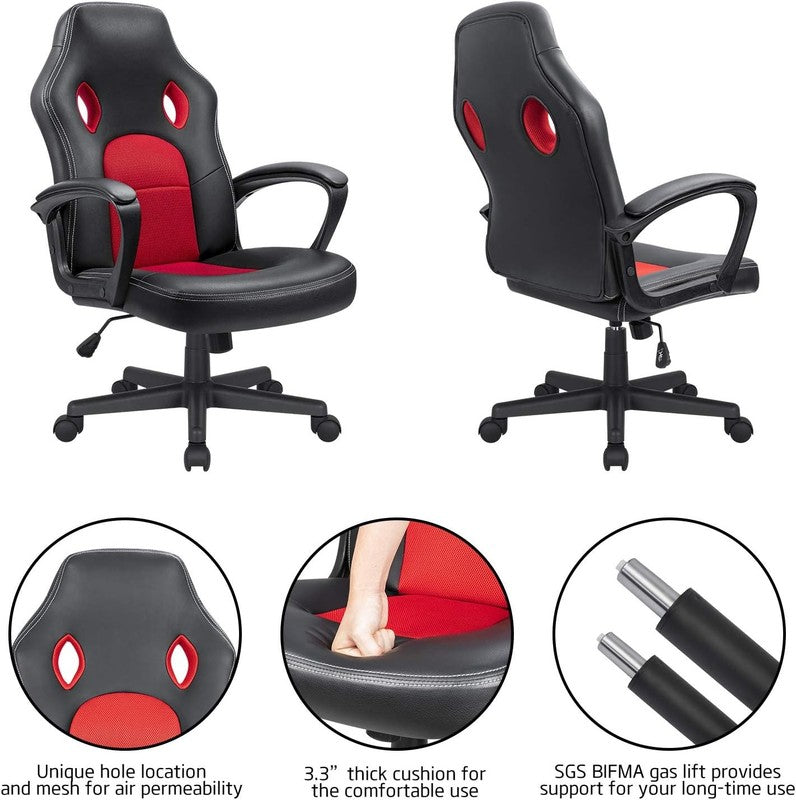 Ergonomic High Back Leather Gaming Chair   Adjustable Executive Office Seat, Red4
