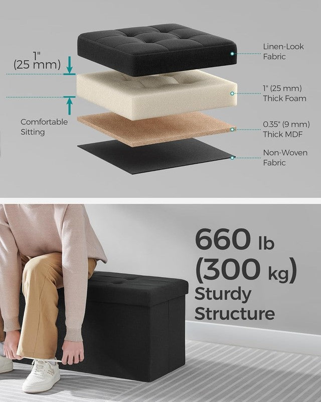 43'' Foldable Storage Ottoman Bench Flip Lid Entryway Living Room Ink Black3