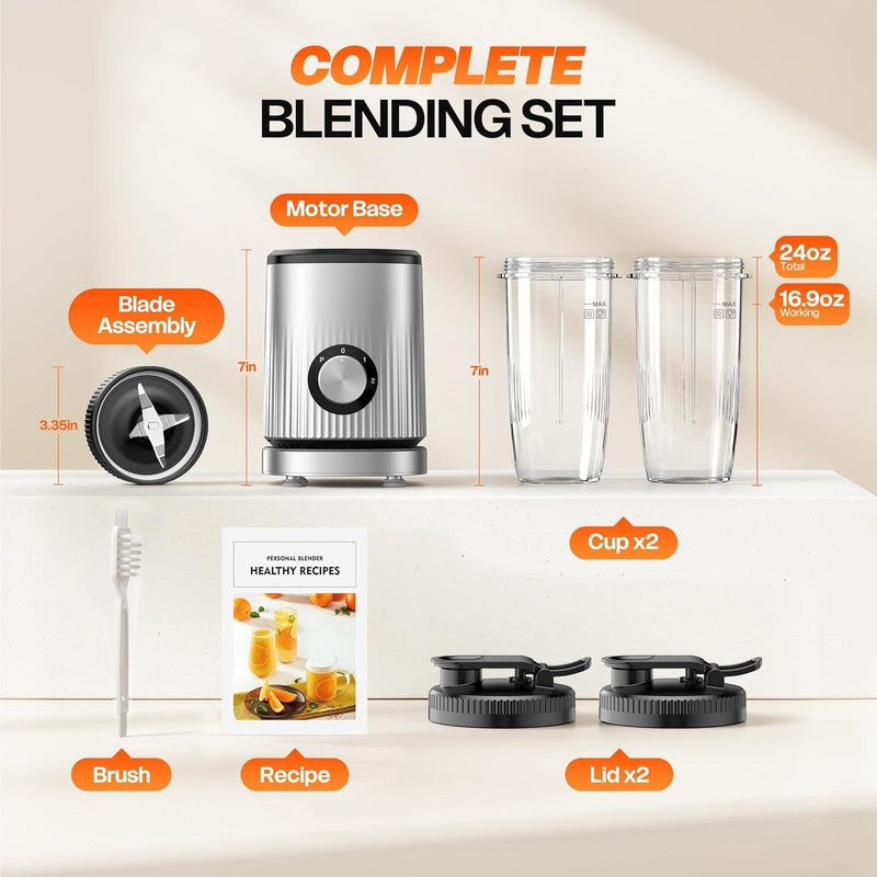 Portable Personal Blender – Smoothie & Shake Maker with 2×24oz Cups and Extra Li7