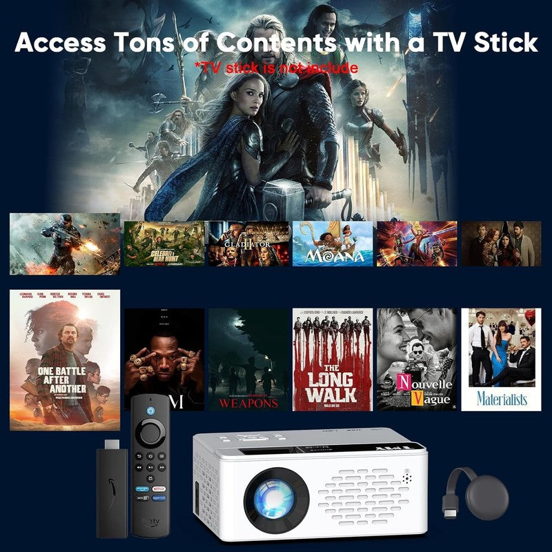 1080P Full HD Portable Mini Projector, Upgraded Bluetooth Movie Projector with S5