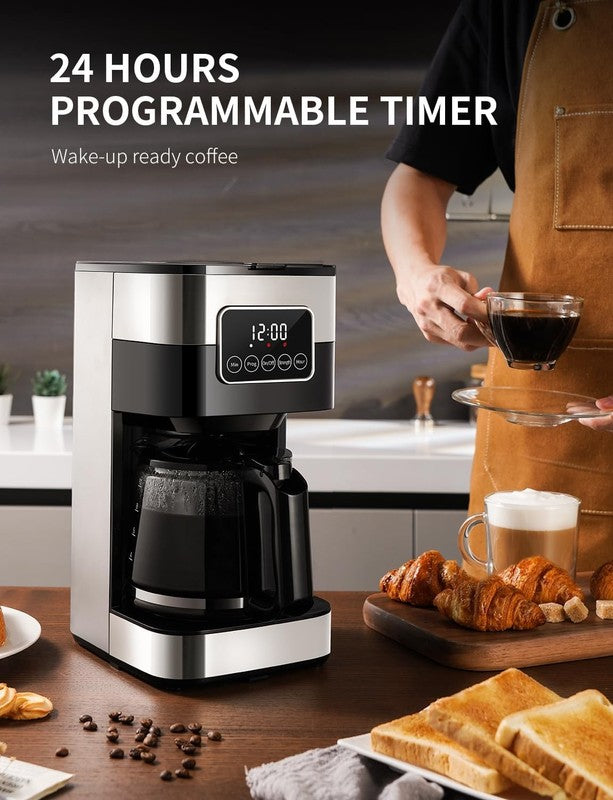 10-Cup Programmable Coffee Maker Drip Machine Strong Brew Silver Auto Shut Off1