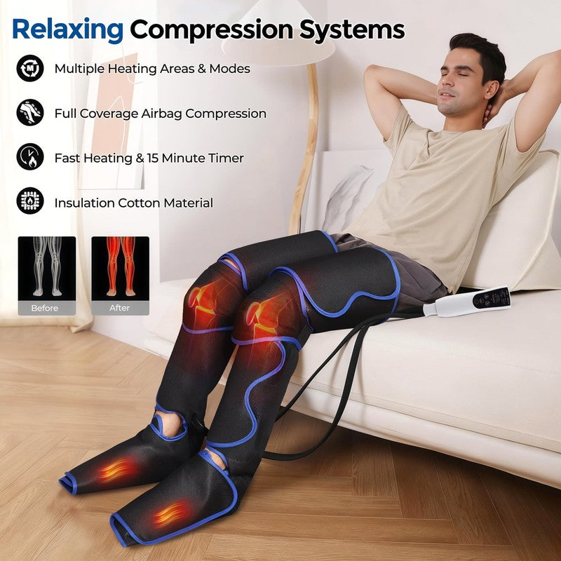 Heated Air Compression Leg Massager Boots Foot Calf Thigh 3 Modes1