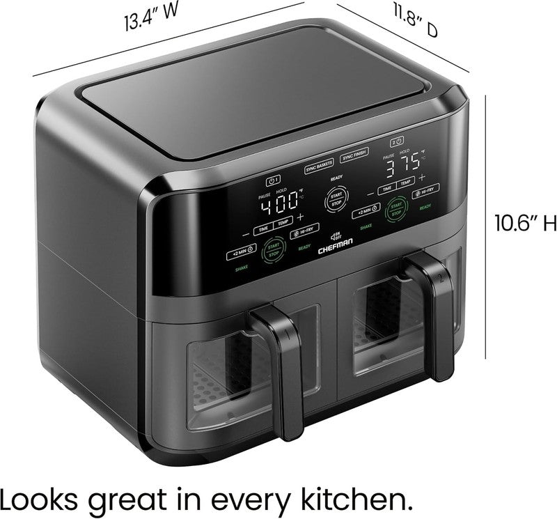 6Qt Dual Basket Air Fryer Oven Digital Double Fryer Black6