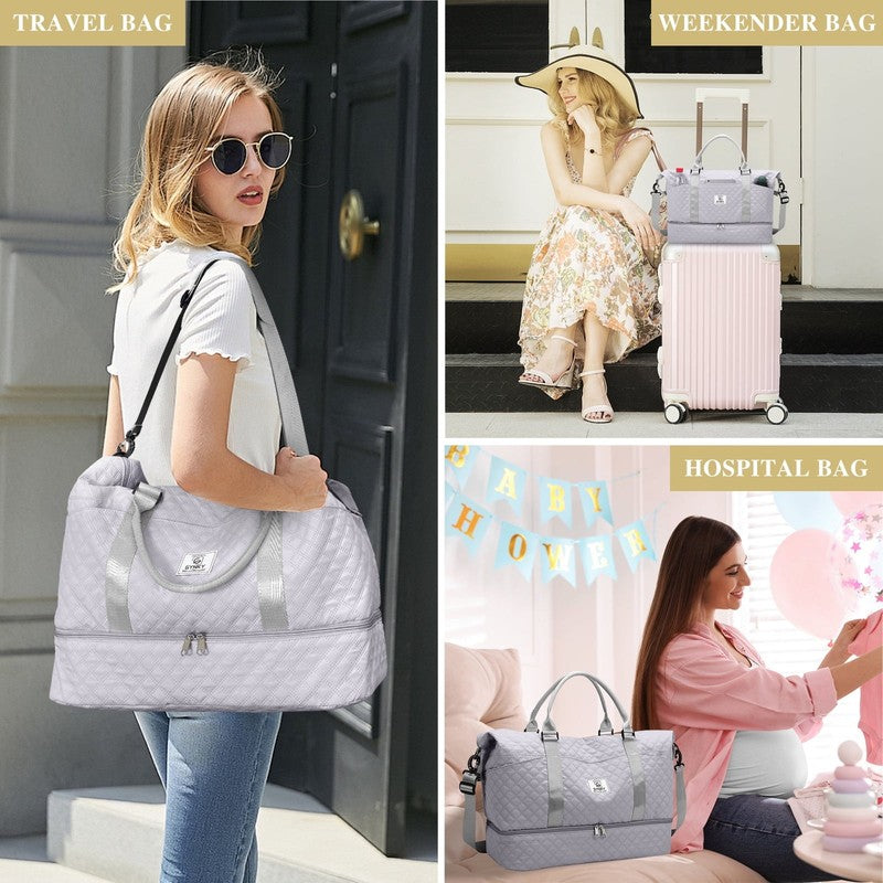 Travel Duffle Bag Weekender Bags for Women with Shoe Compartment Carry on Overni5
