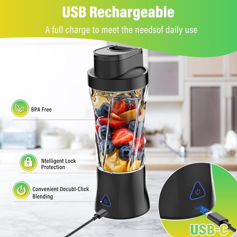 Portable Blender, 360W Personal Blender for Shakes and Smoothies for Kitchen, 245
