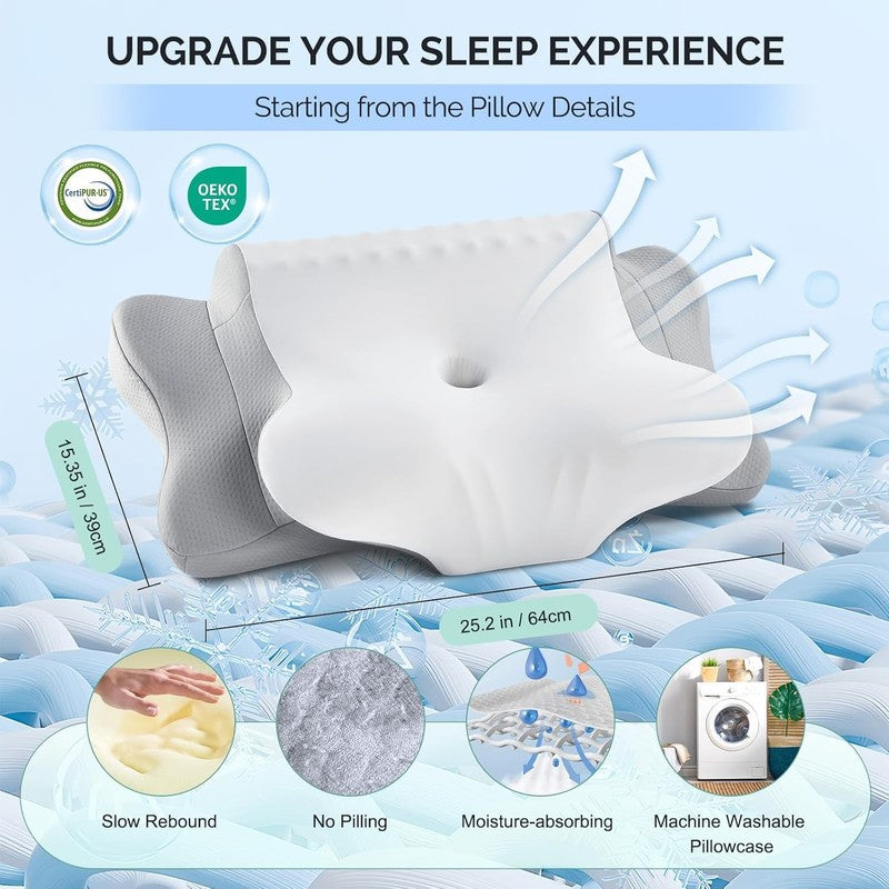 Cooling Cervical Pillow for Neck Pain Relief   Ergonomic Ortho Support5