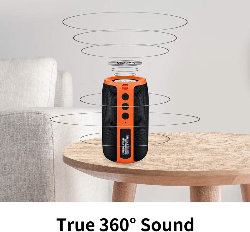 Musibaby 24H Bluetooth Speaker, Waterproof, Dual Pairing, Deep Bass, Orange1