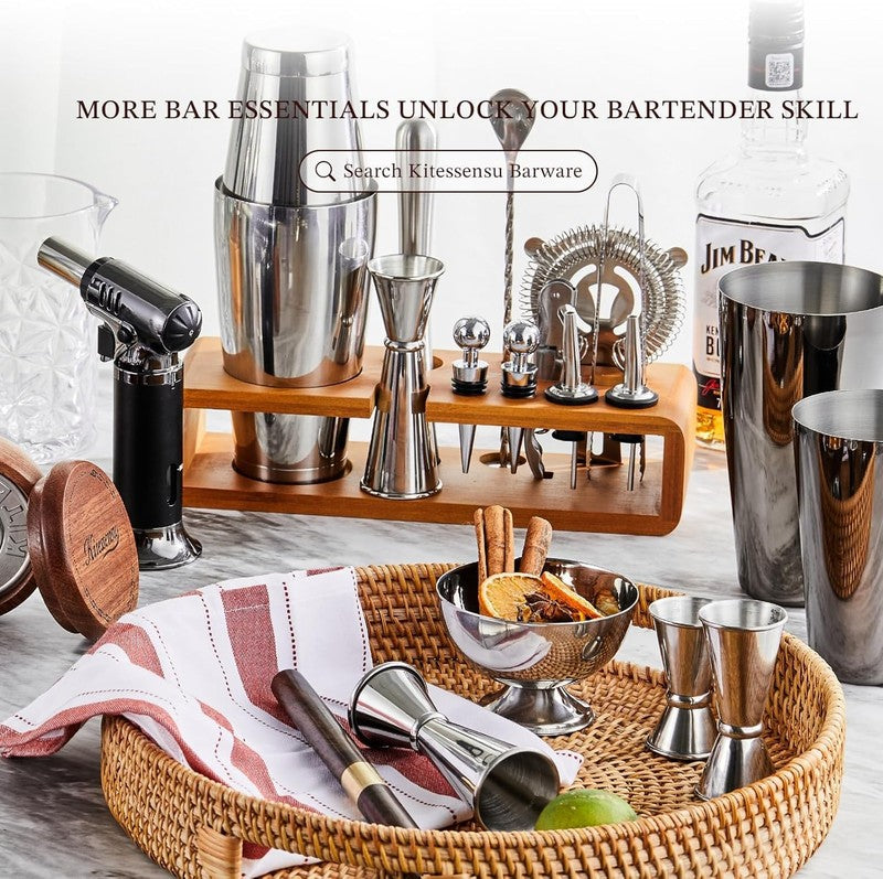 Cocktail Shaker Set Bartender Kit with Stand | Bar Set Drink Mixer Set with All 5