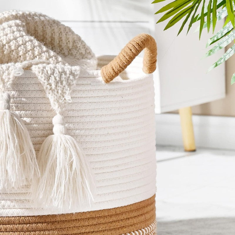 Large Blanket Basket (20"X13"),Woven Baskets for Storage Baby Laundry Hamper3