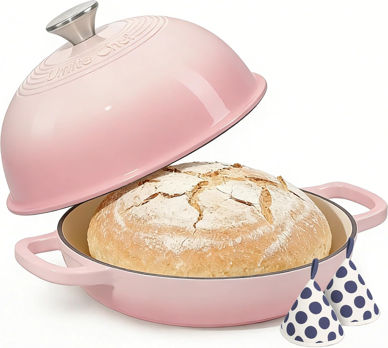 6QT Cast Iron Dutch Oven w/ Dome Lid Sourdough Baking Pink0