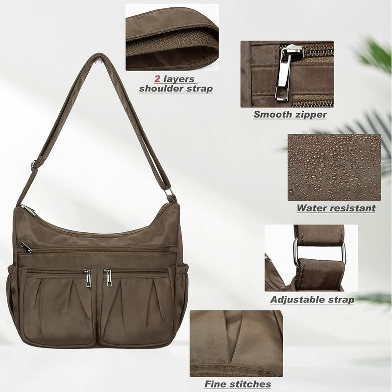 Women Crossbody Bag Waterproof Nylon Lightweight Shoulder Travel Handbag Purse5