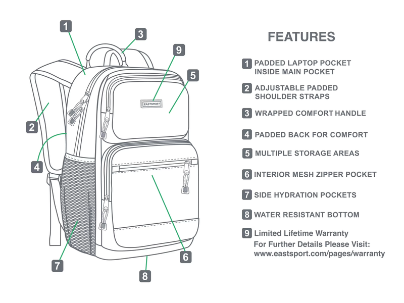 Unisex Aurora Core 17" Backpack Laptop School Bag Ash Grey1