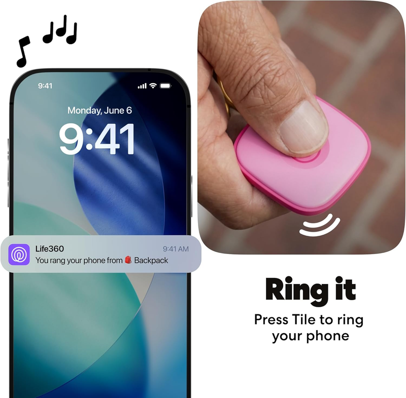 Bluetooth Tracker Tile Key Finder Item Locator iOS Android Pink Punch4