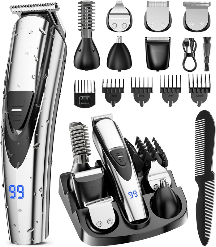 16-in-1 Electric Beard Trimmer for Men - Cordless Hair Clippers, Silver9