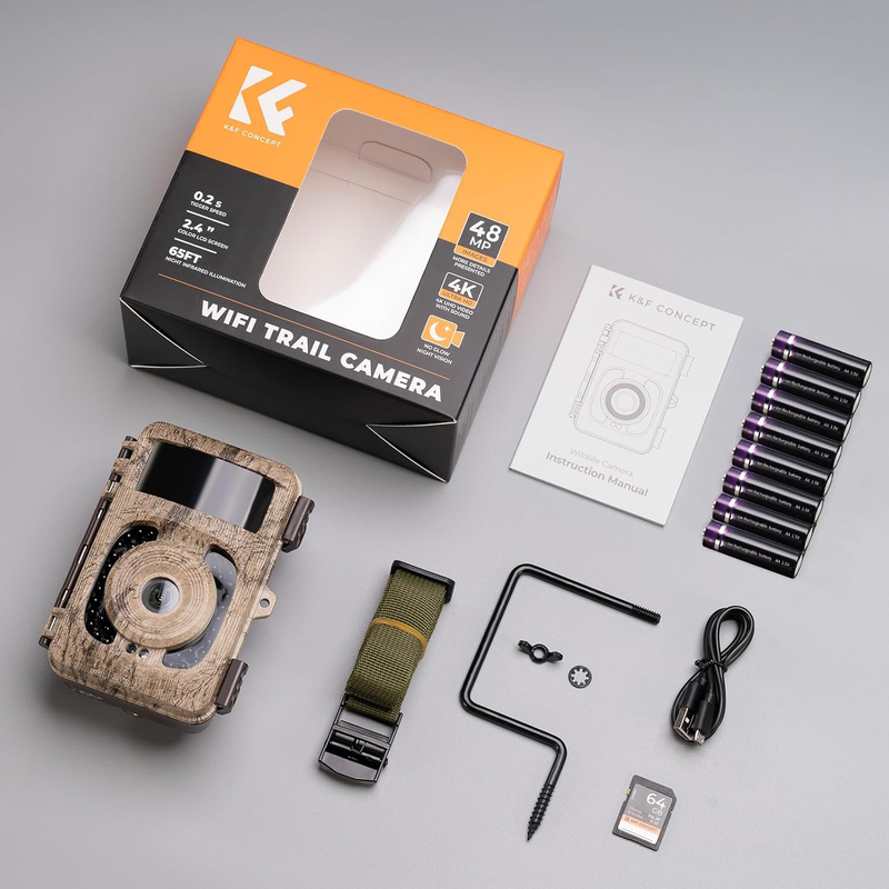4K 48MP WiFi Trail Camera No-Glow Night Vision 0.2S Trigger 120° Cam8