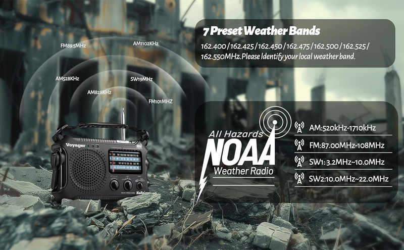 KA500 5 Way Powered Emergency AM/FM/SW NOAA Weather Alert Radio with Solar,Dynam5
