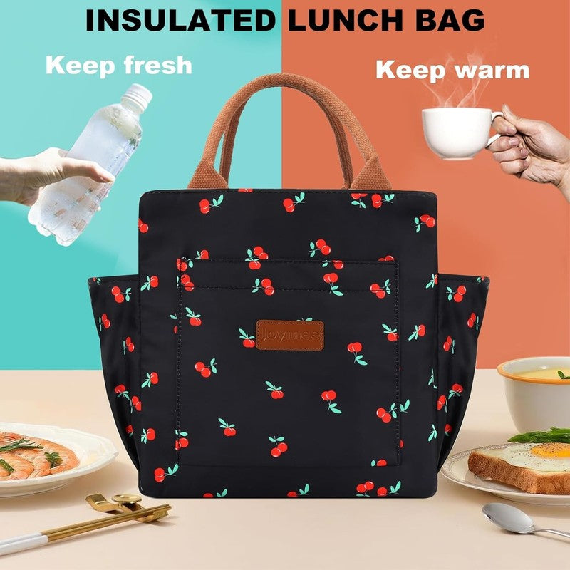 Insulated Lunch Bag Women Men Leakproof Large Cooler Tote w Bottle Holder Red1