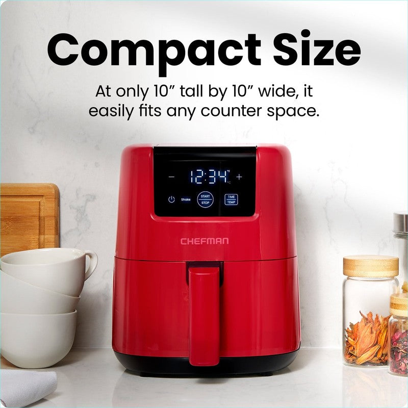 2 Qt Compact Air Fryer W/ Digital Display and Shake Reminder - Red1