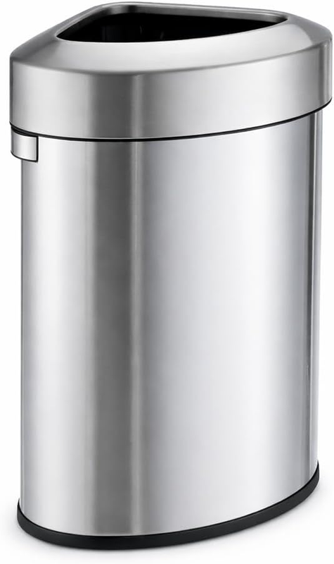 16 Gal / 60L Open Top Trash Can Commercial Office Triangular Silver8