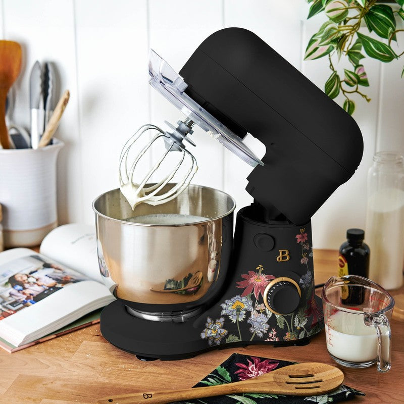 3.5 Qt Stand Mixer Wildflower Black Sesame w/ Flat Beater Dough Hook & Whisk1