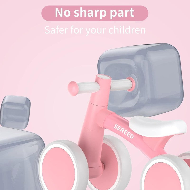Baby Balance Bike 12 24M, 4 Wheel First Bike for 1 Year Old Birthday Gift Pink4