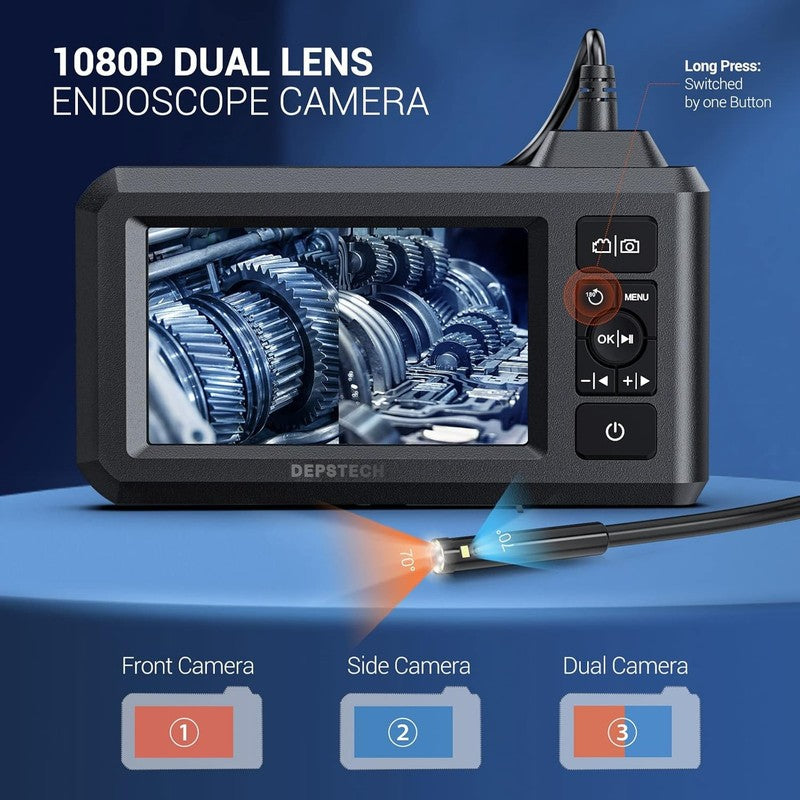 Dual Lens Industrial Endoscope, 1080P Digital Borescope Inspection Camera, 7.9Mm1