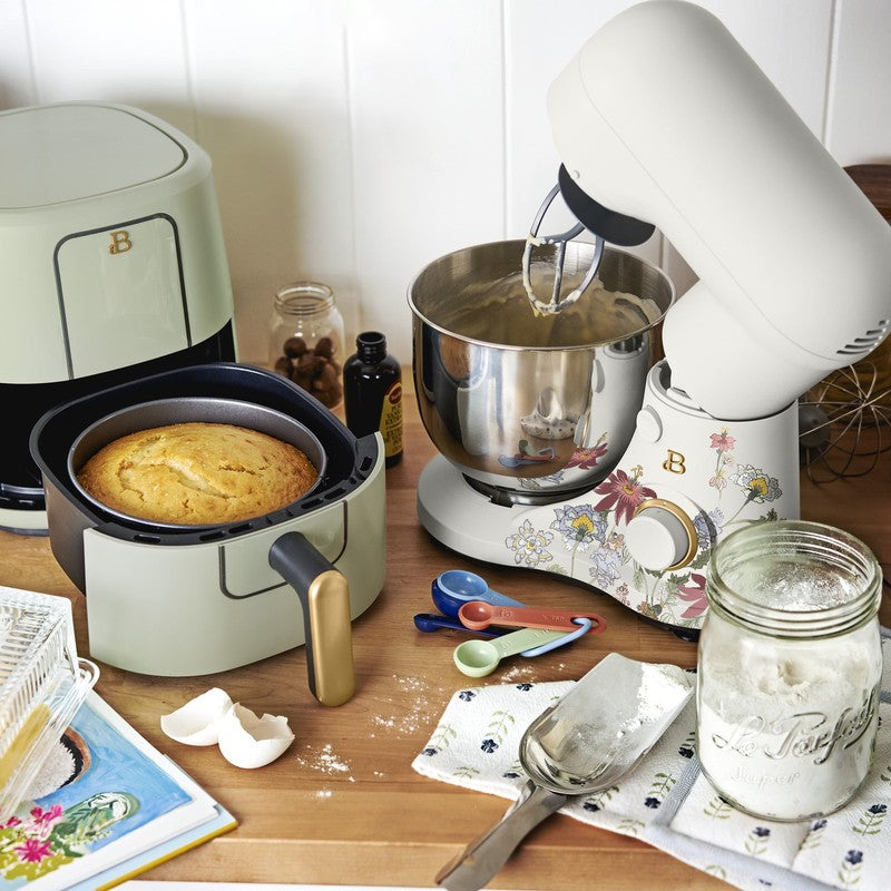 3.5 Qt Stand Mixer Wildflower White Icing w/ Flat Beater Dough Hook & Whisk10