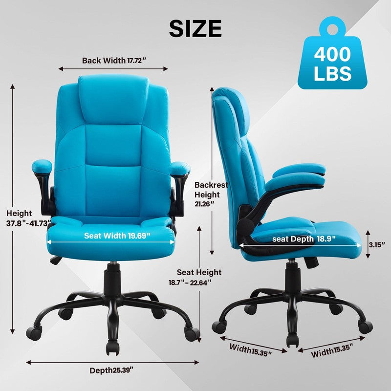 Leather Office Chair, Big and Tall Office Chair 400LBS Wide Seat Ergonomic Compu1
