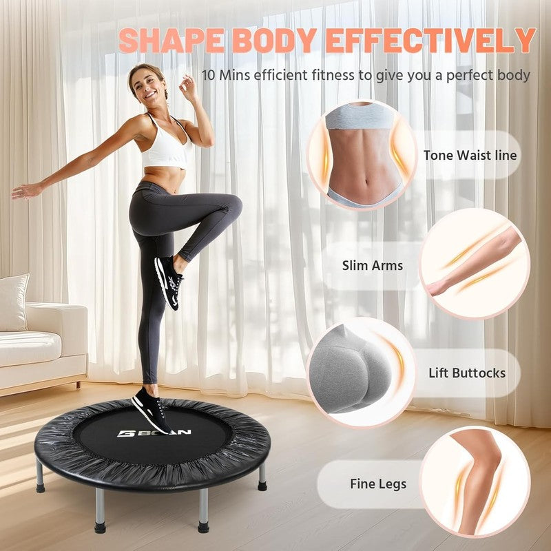Foldable Mini Fitness Trampoline with Safety Pad for Indoor/Outdoor Workouts3