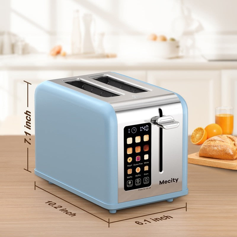 2 Slice Touchscreen Toaster, Stainless Steel, Countdown Timer, 6 Shade Settings,7