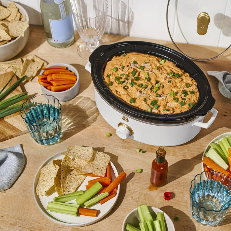 2.5 Qt Dip and Serve Manual Slow Cooker, White Icing by Drew Barrymore3