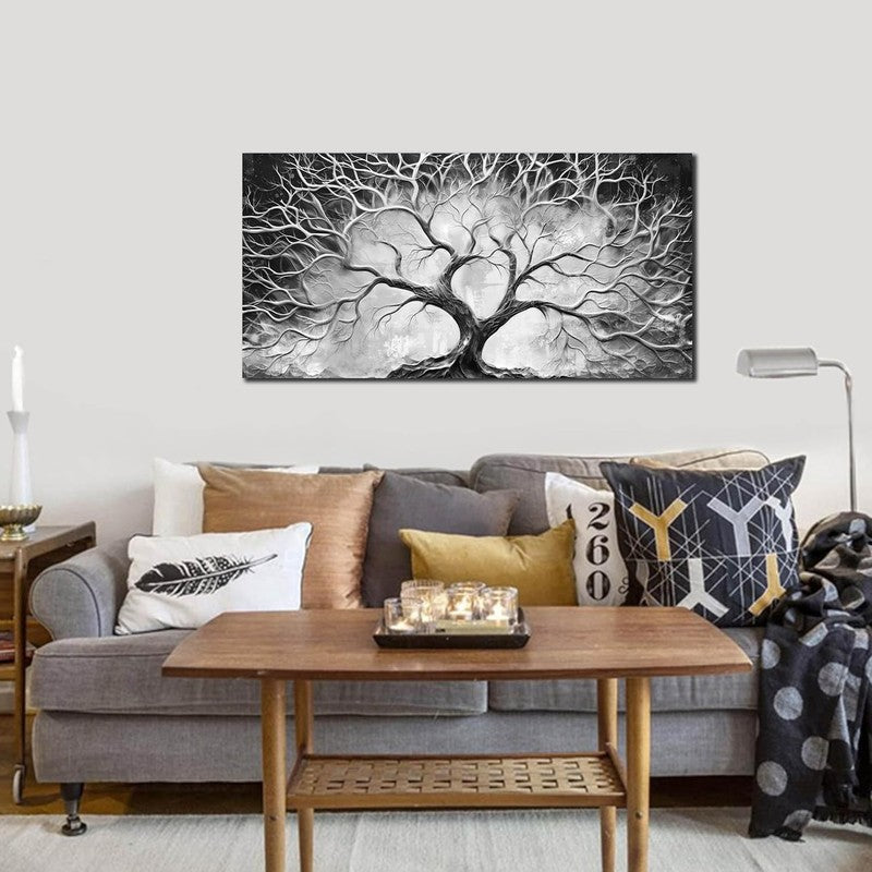 Modern Black and White Tree Wall Art for Living Room or Bedroom 20" X 40"3
