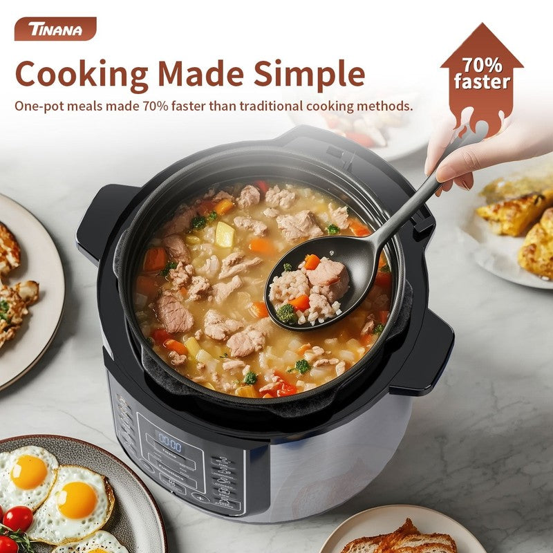 6Qt 9-in-1 Electric Pressure Cooker 14 Presets Multi-Function Stainless6
