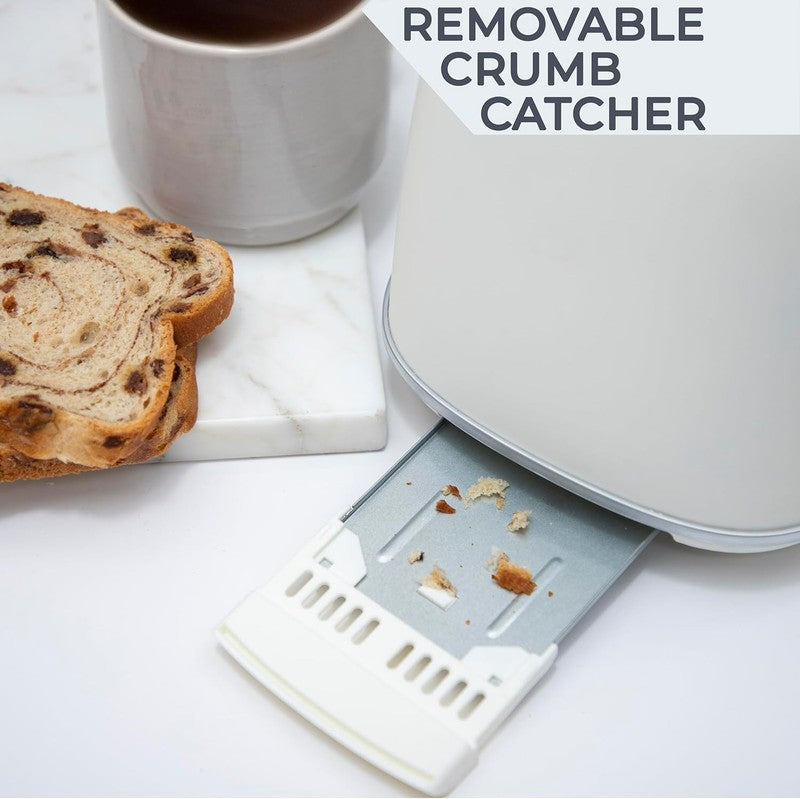 Retro 2 Slice Stainless Steel Toaster Wide Slot 6 Browning Bagel Cancel White3