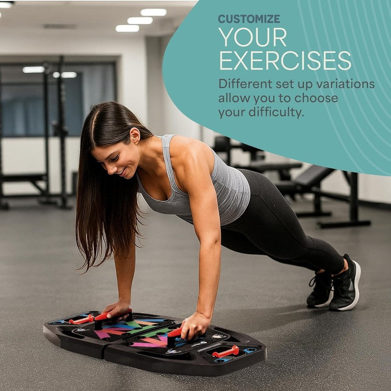 Portable PushUp Board with Resistance Bands  Full Body Home Gym Workout Kit Blac3