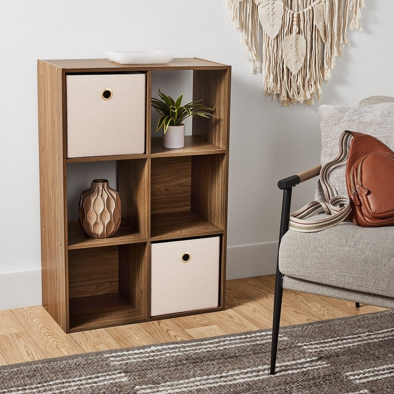 6 Cube Storage Organizer, Warm Walnut1
