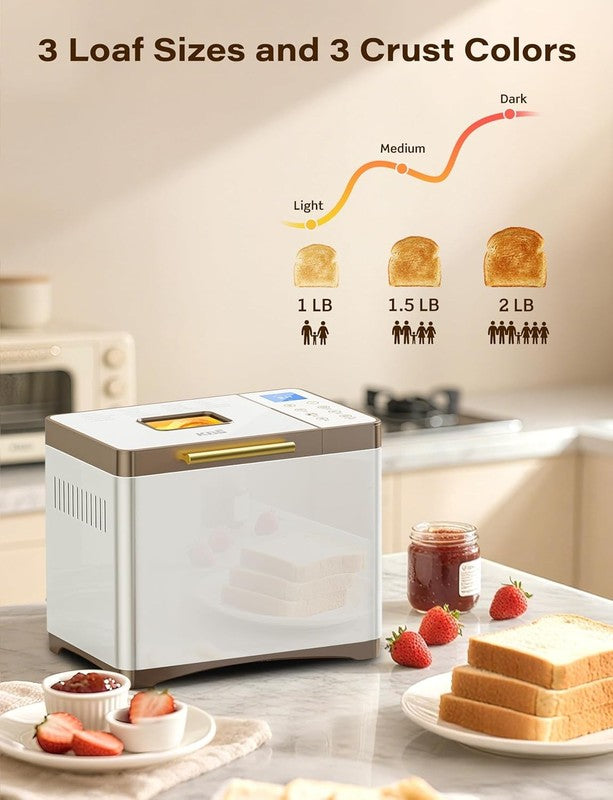 20-in-1 Bread Maker 2LB 650W w/ Ceramic Pan Gluten Free Timer2