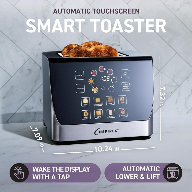 Inspirex Smart Toaster 2-Slice Touchscreen 8 Bread Types 7 Browning Modes SS1