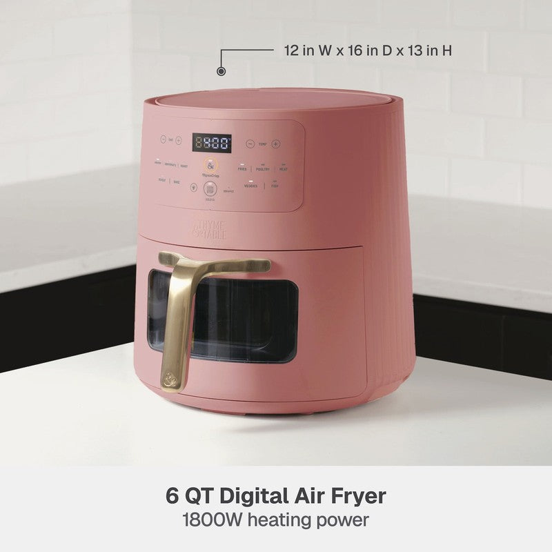 6QT Air Fryer with Thymecrisp Ceramic Nonstick Basket Faded Rose2