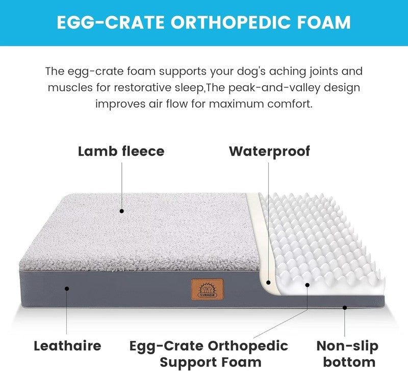 Orthopedic Dog Bed for Large Dogs   Waterproof Bed with Washable Cover, Grey1