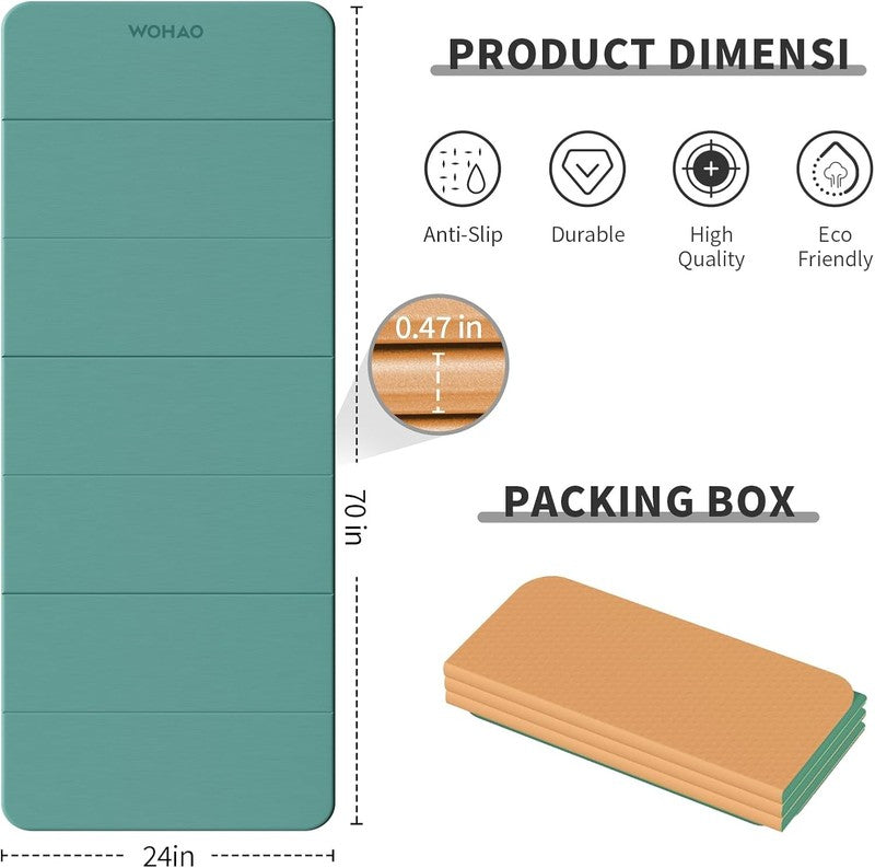7 Fold Yoga Mat 70"X24"   1/2 Inch Thick Folding Exercise Mat, Compact Non Slip 0