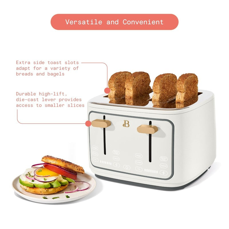 4-Slice Toaster with Touch-Activated Display, White Icing by Drew Barrymore6