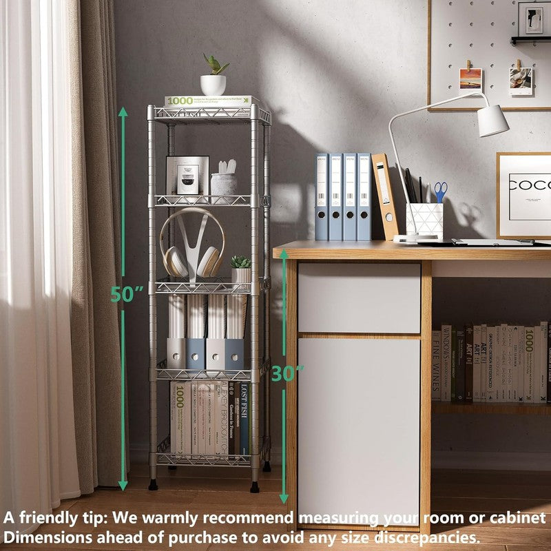 5 Tier Adjustable Metal Shelving Unit for Laundry, Bathroom, Kitchen   Grey2