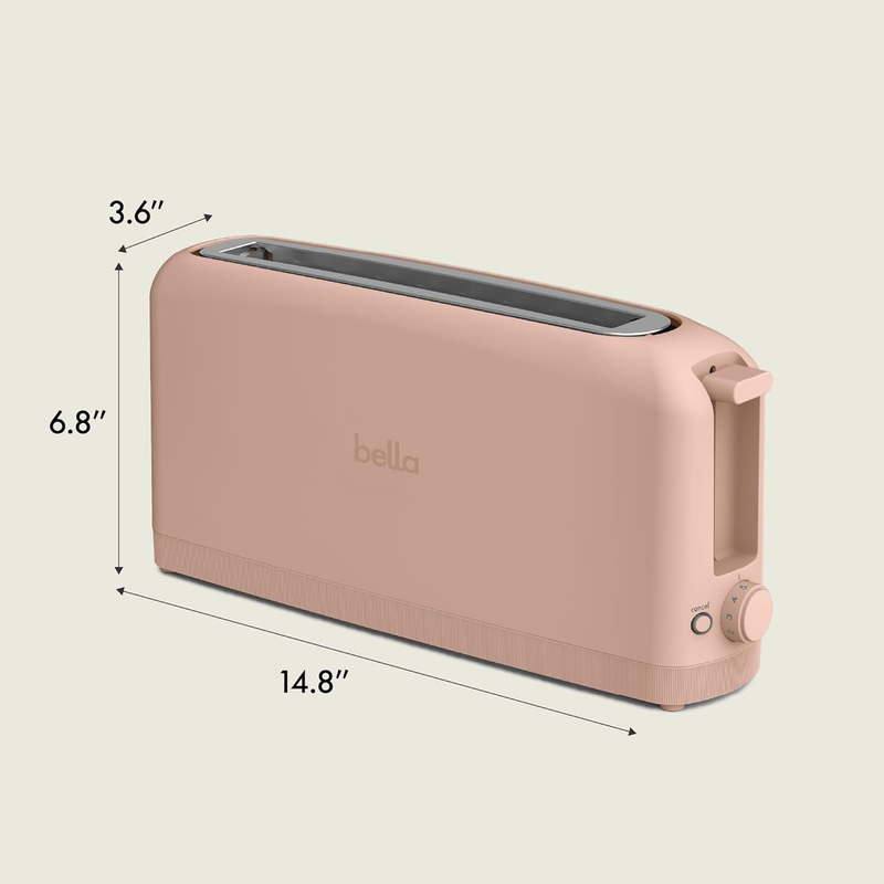 2 Slice Slim Toaster 10” Long Slot 6 Shade Control Anti Jam Auto Shutoff Blossom7