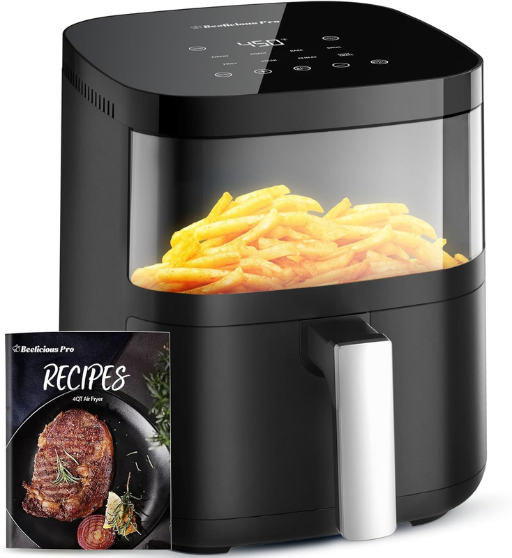 Beelicious 8-in-1 4QT Air Fryer, Digital, Viewing Window, Shake Reminder, Black10