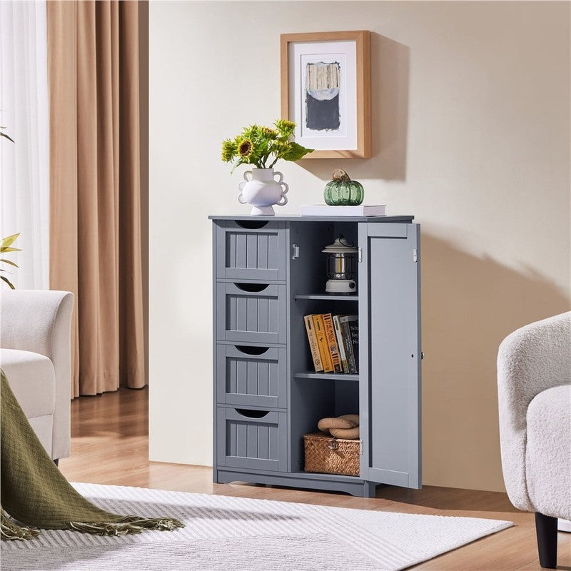 4 Drawers Wooden Bathroom Storage Cabinet, Gray5