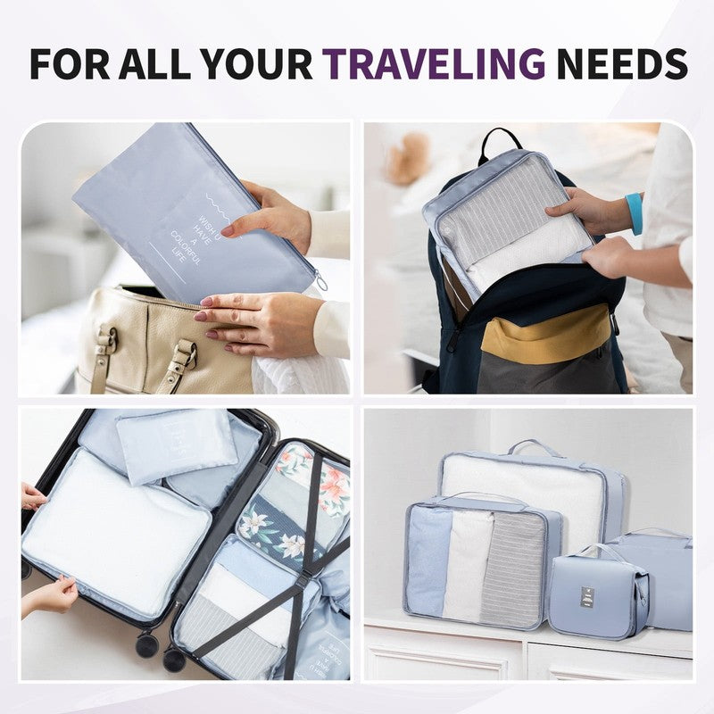 5 Piece Luggage Set with 8 Packing Cubes, Hard Shell Suitcase Set with Spinner W2