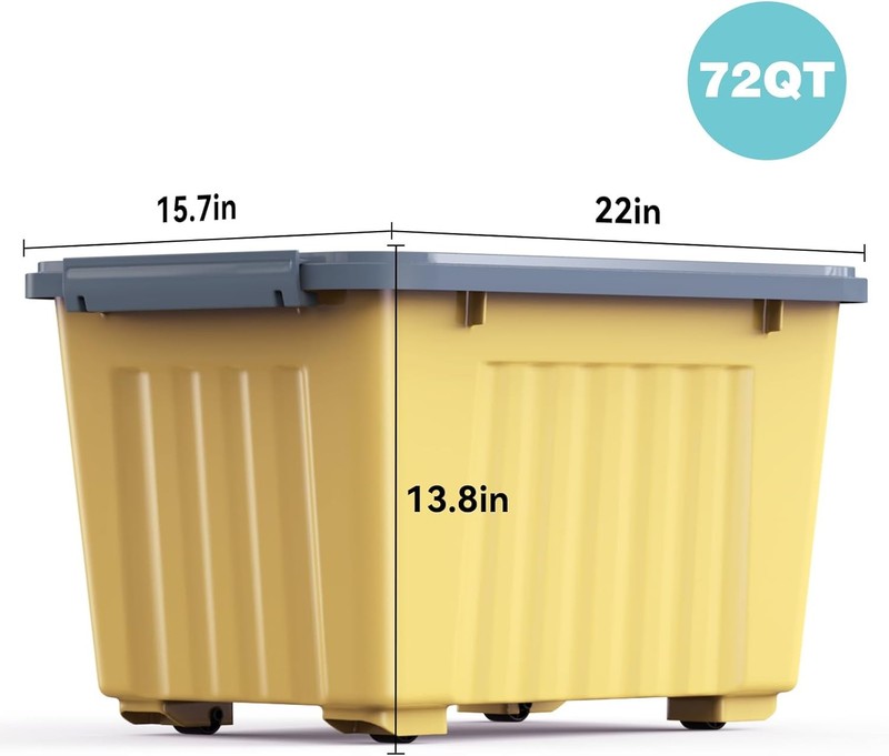 72Qt Yellow/Purple Plastic Storage Bins w/Lids Stackable Nestable 6 Pack1
